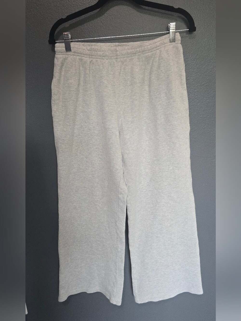 J. Galt Light Heathered Gray Waffle Cropped Pants - Picture 1 of 7